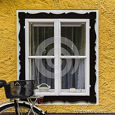 Bike at home in the Austrian city of Hallstatt Stock Photo