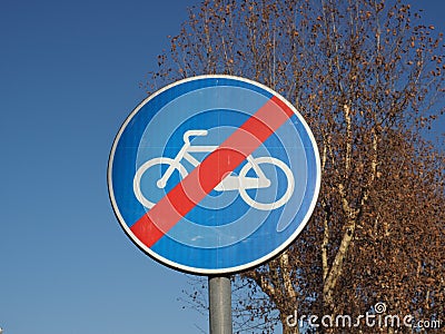 Bike lane end sign Stock Photo