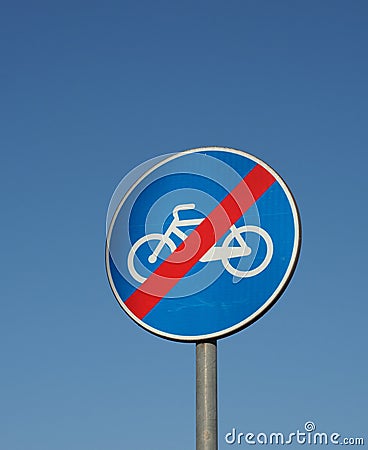 Bike lane end sign Stock Photo