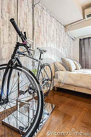 bike location is stored inside the house Stock Photo