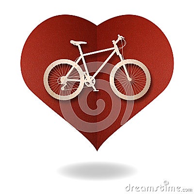 Bike love heart paper cut Stock Photo