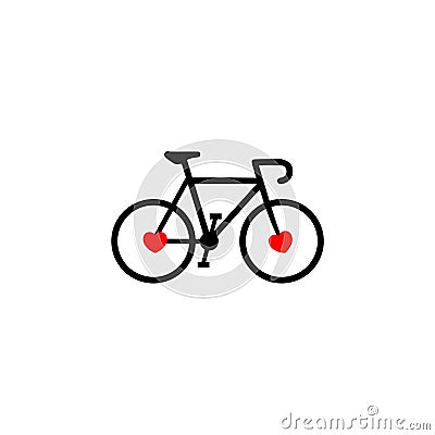 Bike Love Logo Icon Design isolated on white background Vector Illustration