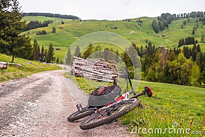 Bike lying on the road Stock Photo