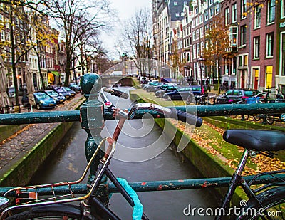 Bike over the canal Stock Photo
