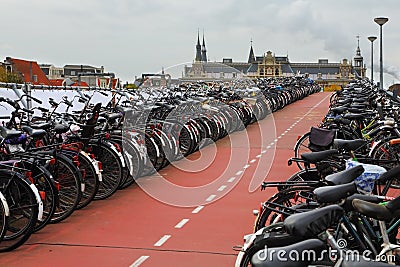 The bike parking in Amsterdam Editorial Stock Photo