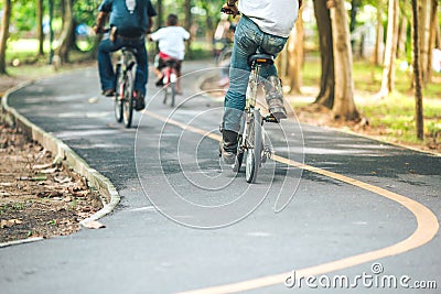 Bike path,movement of cyclist in the park Stock Photo