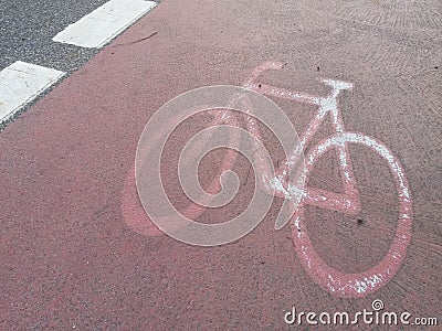 Bike path track bicycles symbol pavement red Stock Photo