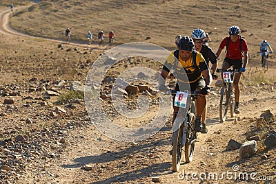 Bike race in desert Editorial Stock Photo