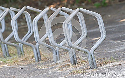 Bike rack in front of a school Stock Photo
