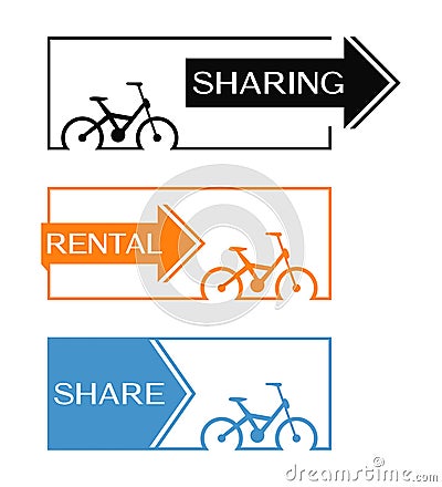 Bike rental and sharing banner with cycle icon Vector Illustration