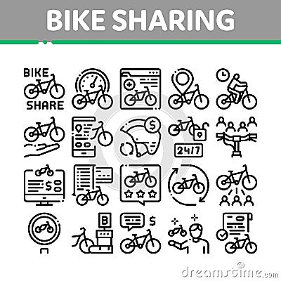 Bike Sharing Business Collection Icons Set Vector Vector Illustration