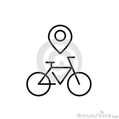 Bike sharing service. Map pointer showing location. Pixel perfect icon Vector Illustration