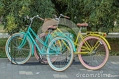 a bike street bicycle in the parking lot transport Editorial Stock Photo