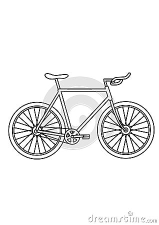 Bike transportation black and white lineart drawing illustration Cartoon Illustration