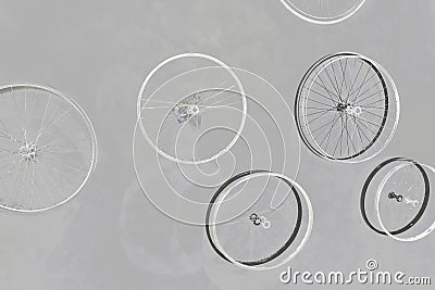 Bike wheels - concepts and joint team effort Stock Photo