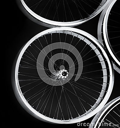 Bike wheels spinning Stock Photo
