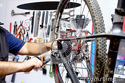 Bike workshop Stock Photo