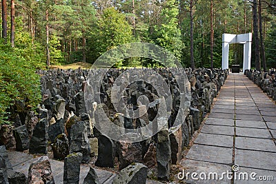 Bikernieki Memorial is a war memorial to Holocaust victims of World War II Editorial Stock Photo