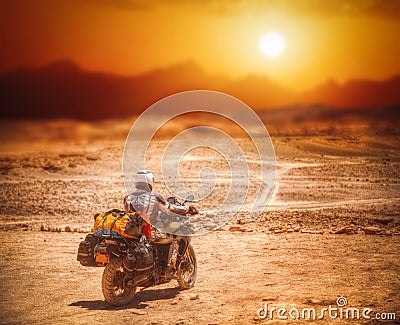 Biker in Atacama Stock Photo