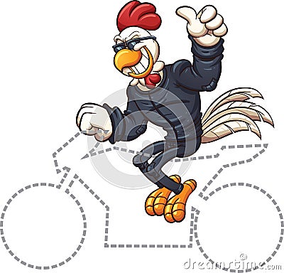 Biker chicken Vector Illustration