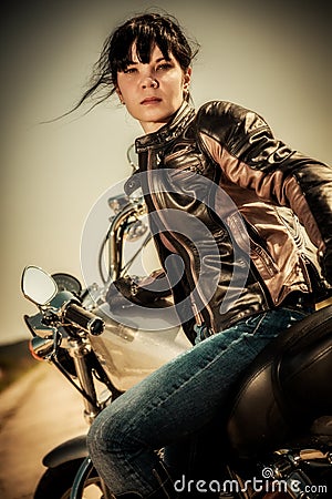 Biker girl Stock Photo