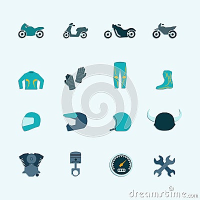 Biker icon set Vector Illustration