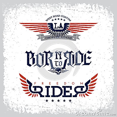 Biker label set Vector Illustration