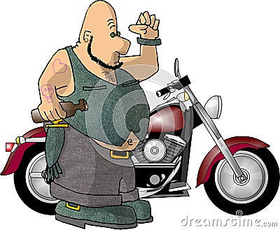 Biker Man Cartoon Illustration