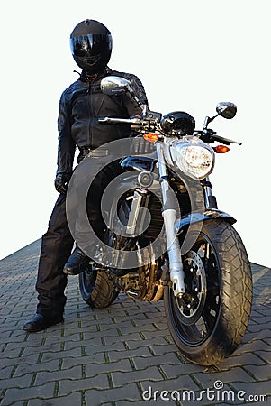 Biker on motorcycle Stock Photo