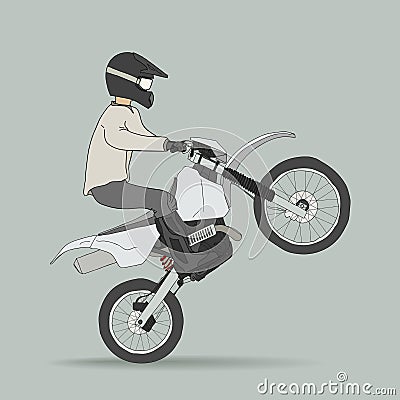 Biker on off-road motorcycles Vector Illustration