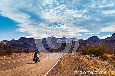 Biker on Route 66 Stock Photo