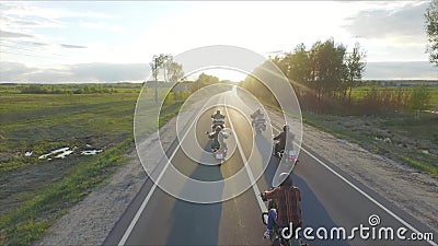 Bikers ride into the sunset stock video Bikers ride into the sunset stock video