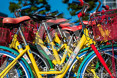 Bikes at Googleplex - Google Headquarters Editorial Stock Photo