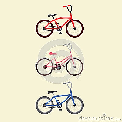 3 bikes illustration Stock Photo