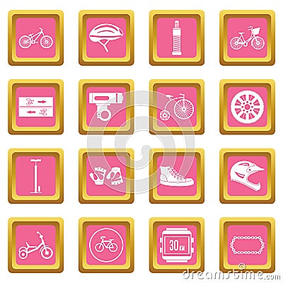 Biking icons pink Vector Illustration