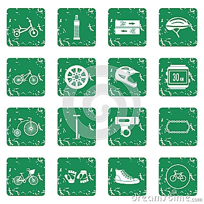 Biking icons set grunge Vector Illustration