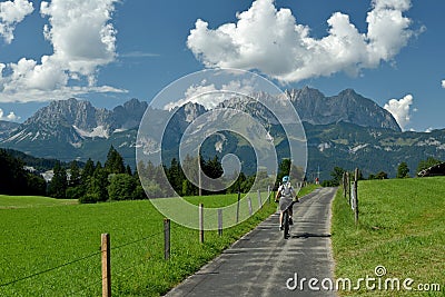 Biking in Kitzbuhel Alps, Tirol, Austria Stock Photo