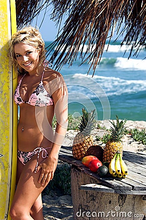 Bikini Beach Blond Stock Photo