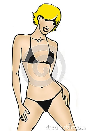 Bikini girl Cartoon Illustration