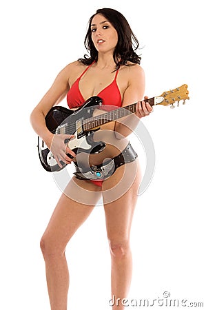 Bikini Guitar Stock Photo