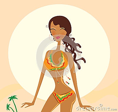 Bikini raggae girl Vector Illustration