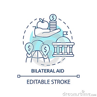 Bilateral aid turquoise concept icon Vector Illustration