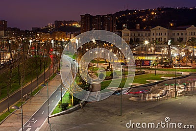 Bilbao, Basque Country, Spain cityscape at night Stock Photo