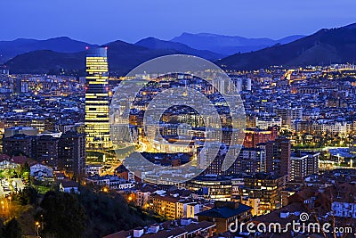 Bilbao city at night, North Spain. Stock Photo