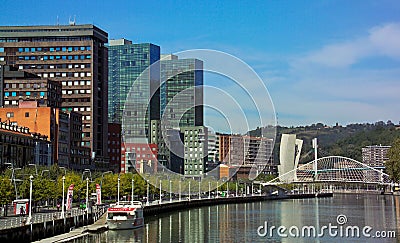 Bilbao city view - modern part of the town - Spain Editorial Stock Photo