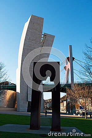 The public sculpture of Ramon Rubial Cavia, socialist, Bilbao, Basque Country, Spain, NorthernSpain, Iberian Peninsula, Europe Editorial Stock Photo