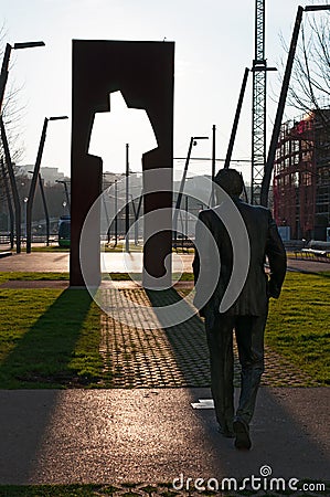 The public sculpture of Ramon Rubial Cavia, socialist, Bilbao, Basque Country, Spain, NorthernSpain, Iberian Peninsula, Europe Editorial Stock Photo