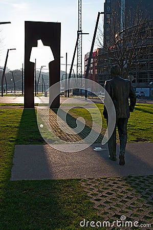 The public sculpture of Ramon Rubial Cavia, socialist, Bilbao, Basque Country, Spain, NorthernSpain, Iberian Peninsula, Europe Editorial Stock Photo