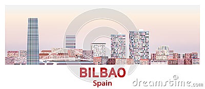 Bilbao skyline in bright color palette vector illustration Vector Illustration