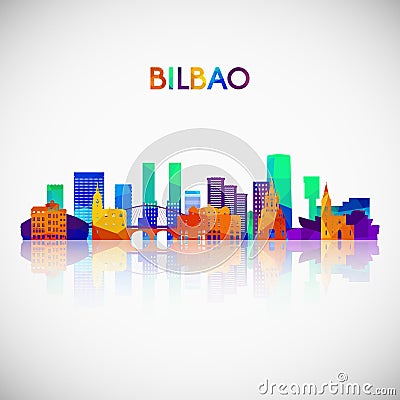 Bilbao skyline silhouette in colorful geometric style. Vector Illustration